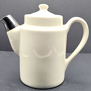 Vintage Hall USA Bone White Teapot with Metal Spout